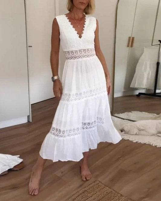 Charlotte - Vestido de Encaje Artesanal con Escote en V