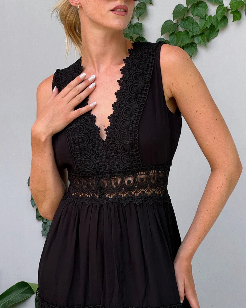 Charlotte - Vestido de Encaje Artesanal con Escote en V