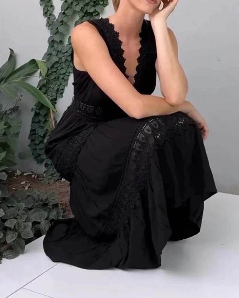 Charlotte - Vestido de Encaje Artesanal con Escote en V