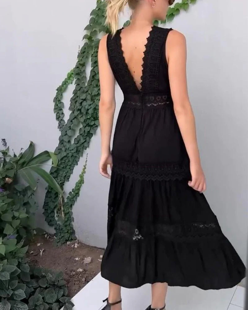 Charlotte - Vestido de Encaje Artesanal con Escote en V