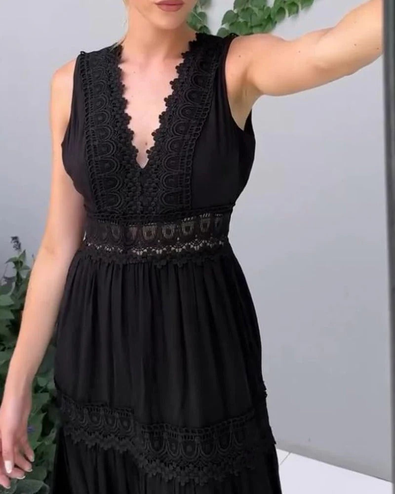 Charlotte - Vestido de Encaje Artesanal con Escote en V