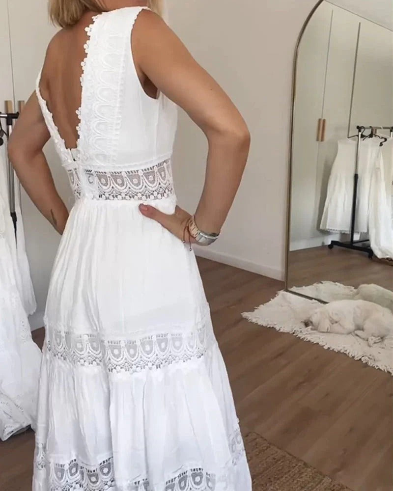 Charlotte - Vestido de Encaje Artesanal con Escote en V