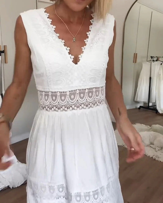 Charlotte - Vestido de Encaje Artesanal con Escote en V
