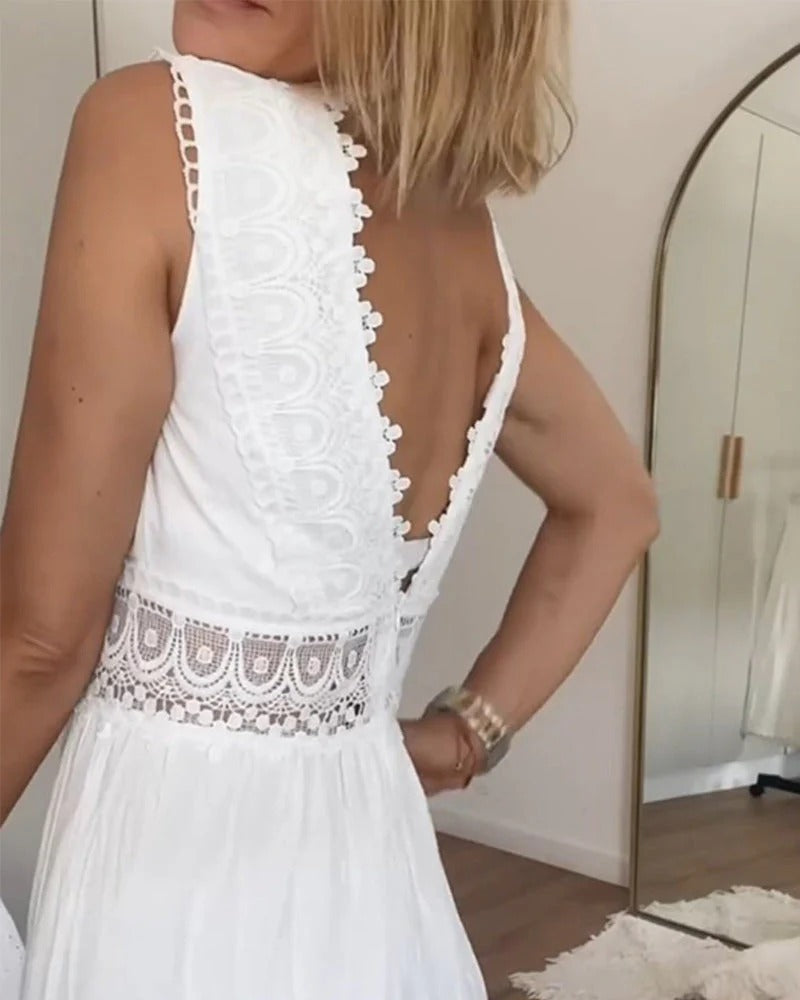 Charlotte - Vestido de Encaje Artesanal con Escote en V